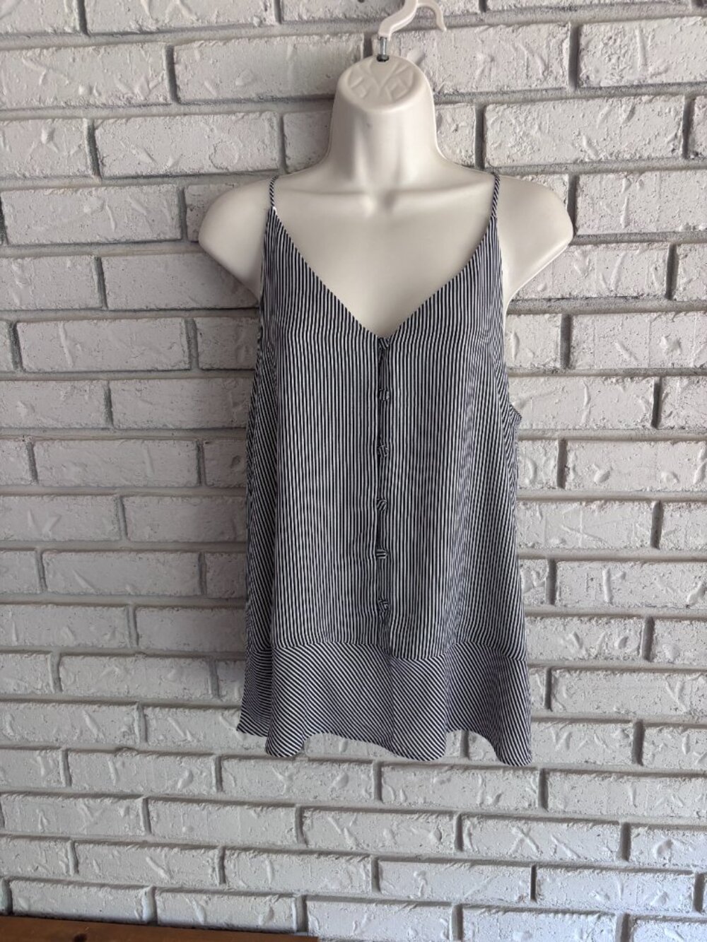 LOFT Black and White Striped Button Front Cami Top - Size M